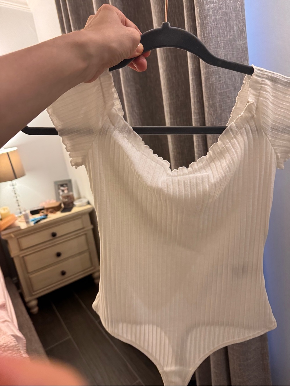 Lovers + Friends White Ribbed Short Sleeve Bodysuit